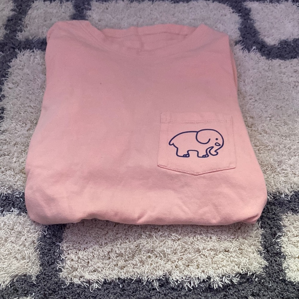 Minimalist pink/coral ivory Ella tee with pocket